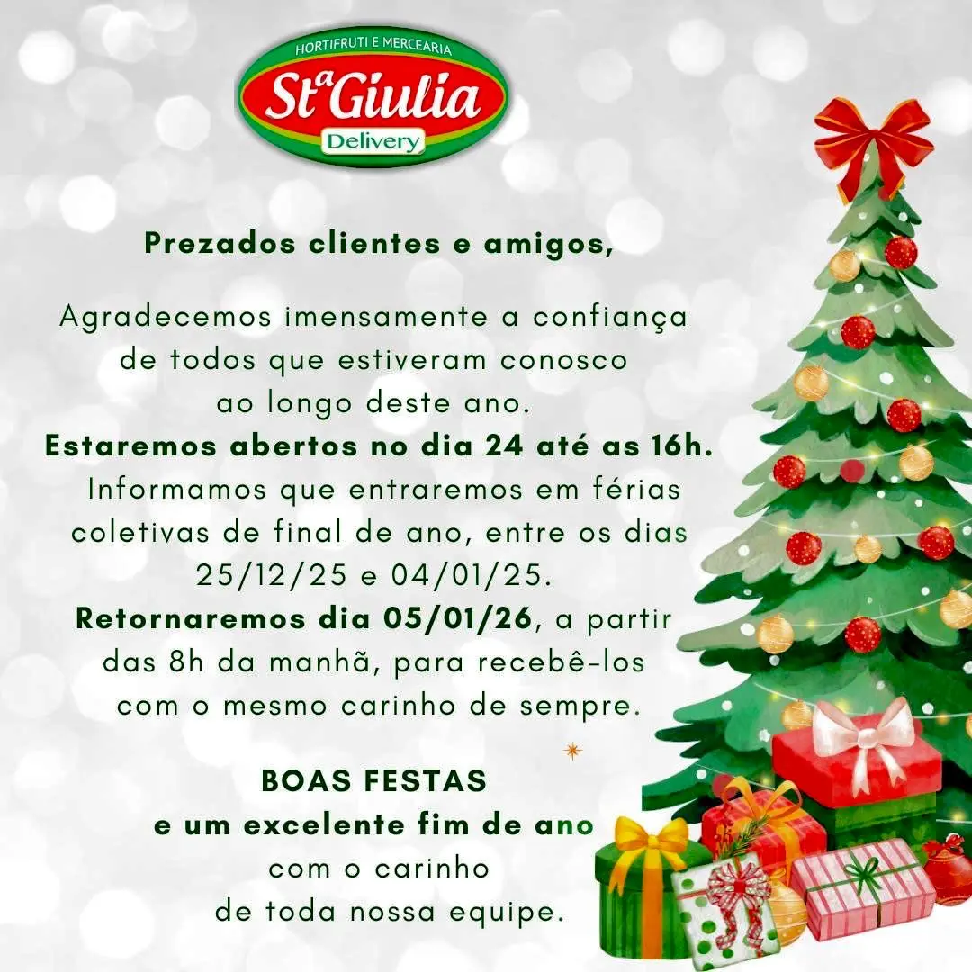 Aviso Fim de Ano Stª Giulia